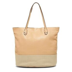 Rebecca Minkoff Leather Mansfield Tote Purse Shoulder Bag Neutral Tan Two Toned